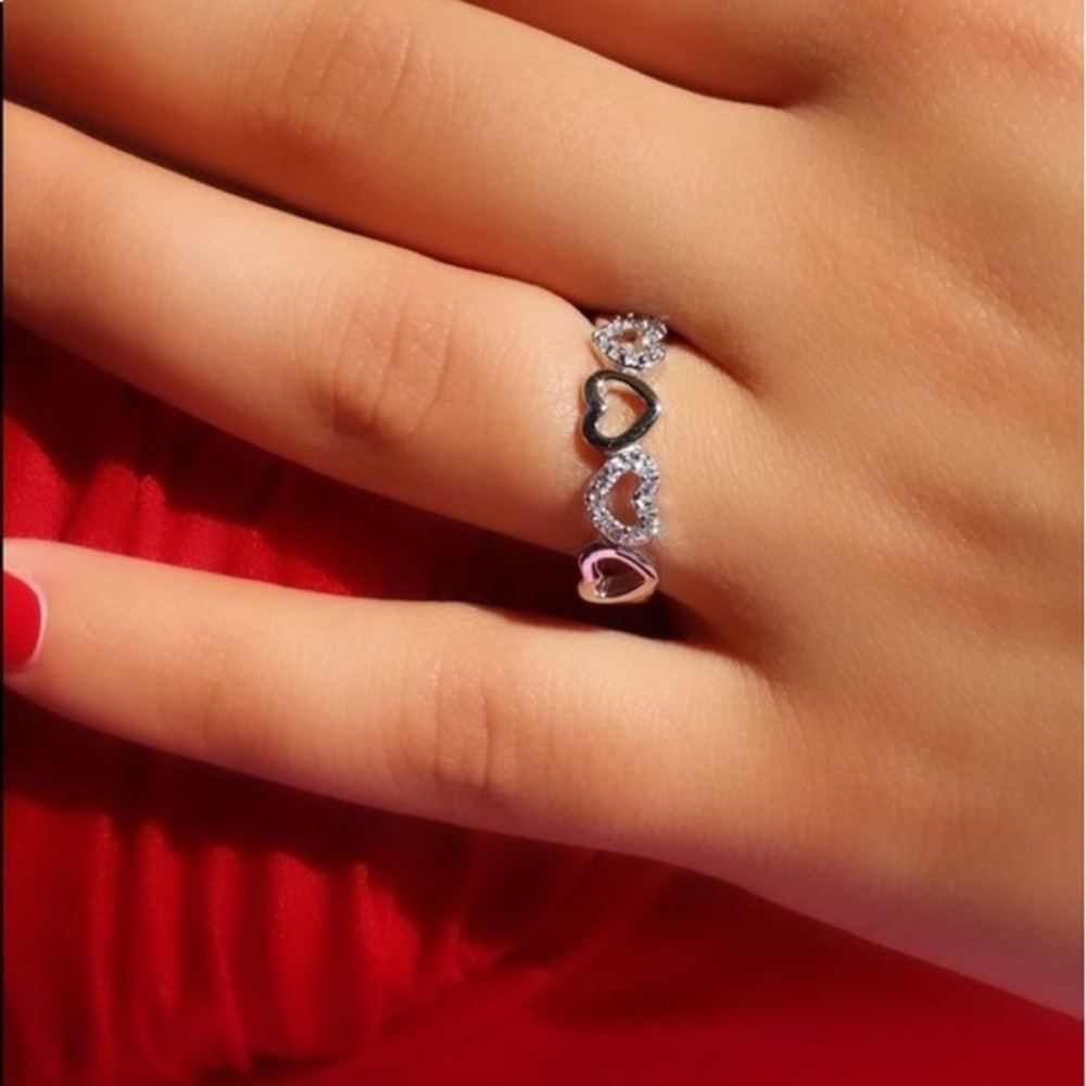 Heart CZ Wedding Band Ring 3 4 5 6 7 8